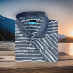 PGA Tour Golf Shirt Size XL Extra Large Polo Gray‎ White Striped